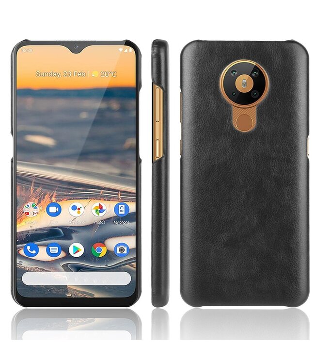 Zwart Lychee Faux Lederen Hoesje voor de Nokia 5.3