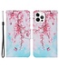 Roze Bloemen Bookcase Hoesje voor de iPhone 13 Pro