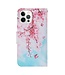 Roze Bloemen Bookcase Hoesje voor de iPhone 13 Pro