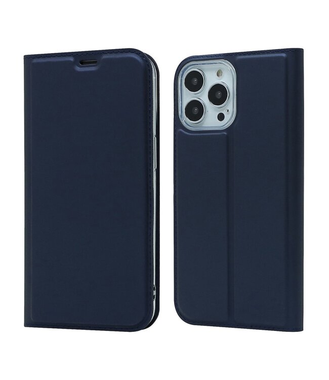 Blauw Effen Bookcase Hoesje voor de iPhone 13 Pro