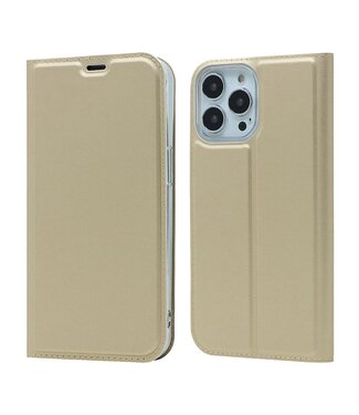 Goud Effen Bookcase Hoesje iPhone 13 Pro