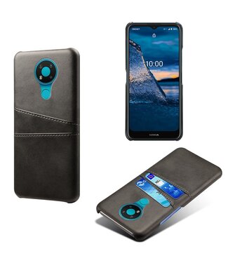 Ksq Zwart Pasjeshouder Faux Lederen Hoesje Nokia 3.4