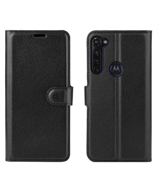 Zwart Lychee Bookcase Hoesje voor de Motorola Moto G Stylus