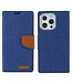 Mercury Mercury Goospery Blauw Canvas Bookcase Hoesje voor de iPhone 13 Pro