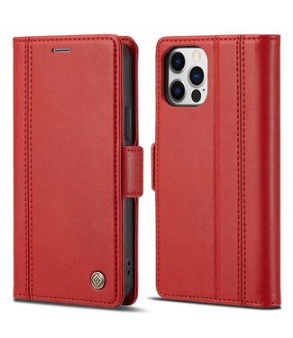 LC.IMEEKE Rood Bookcase Hoesje iPhone 13 Pro