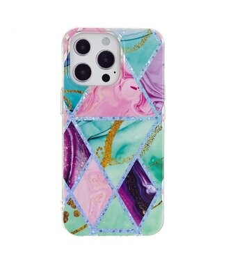 Groen / Roze Triangle TPU Hoesje iPhone 13 Pro