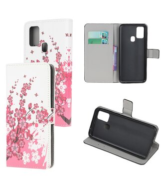 Roze Bloemen Bookcase Hoesje OnePlus Nord N10 5G