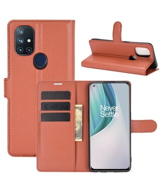 Bruin Lychee Bookcase Hoesje OnePlus Nord N10 5G