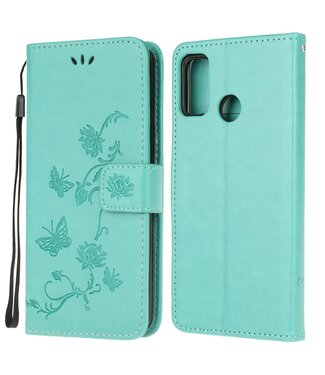 Groen Vlinder En Bloemen Bookcase Hoesje Motorola Moto G10