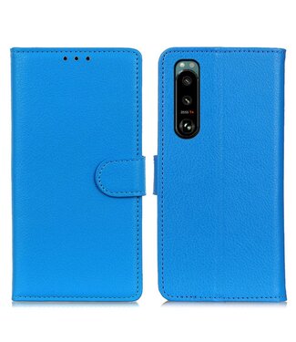 Blauw Lychee Bookcase Hoesje Sony Xperia 5 III