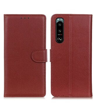 Bruin Lychee Bookcase Hoesje Sony Xperia 5 III