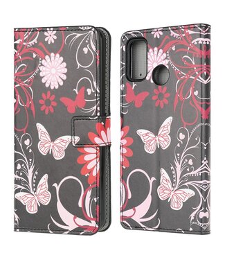 Vlinder En Bloemen Bookcase Hoesje Motorola Moto G10