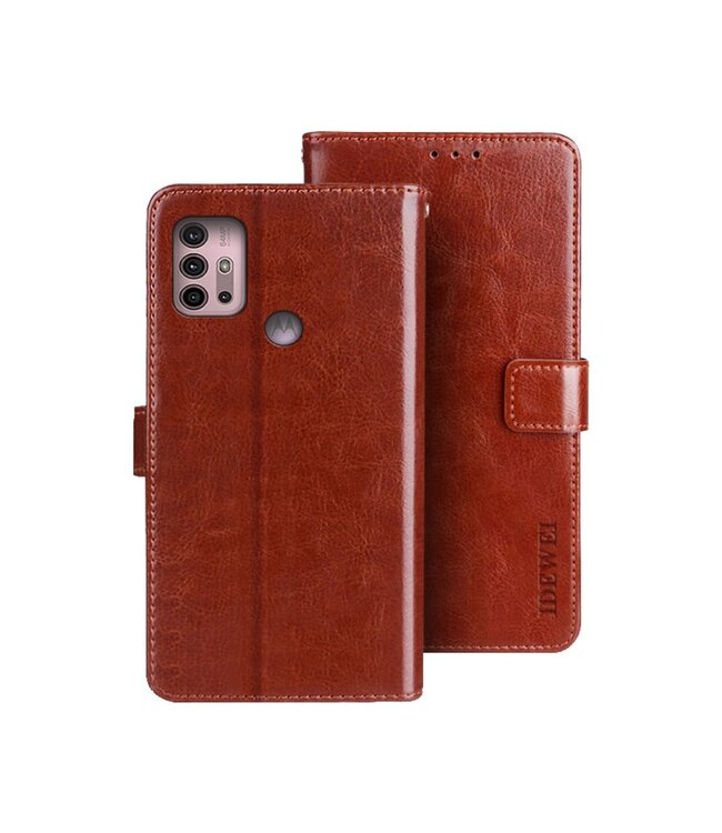 Idewei Idewei Bruin Bookcase Hoesje voor de Motorola Moto G10