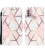 Roze / Wit Marmer Bookcase Hoesje voor de Motorola Moto G10