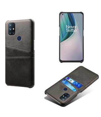 Ksq Zwart Pasjeshouder Faux Lederen Hoesje OnePlus Nord N10 5G