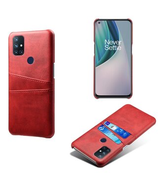 Ksq Rood Pasjeshouder Faux Lederen Hoesje OnePlus Nord N10 5G