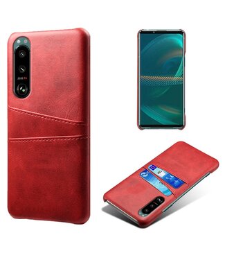 Ksq Rood Pasjeshouder Faux Lederen Hoesje Sony Xperia 5 III