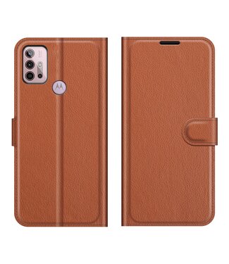 Bruin Lychee Bookcase Hoesje Motorola Moto G10