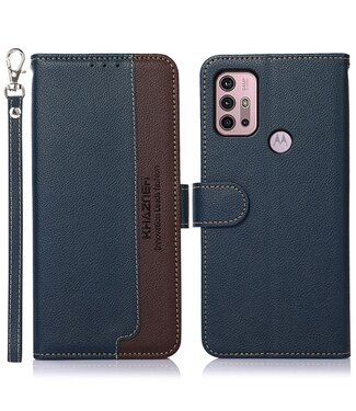 Khazneh Blauw Lychee Bookcase Hoesje Motorola Moto G10