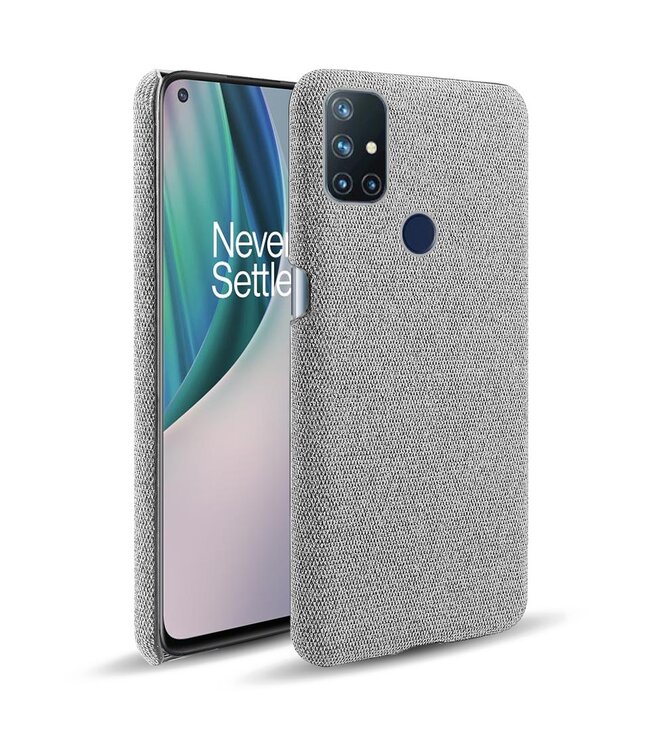 Grijs Stoffen Hardcase Hoesje voor de OnePlus Nord N10 5G