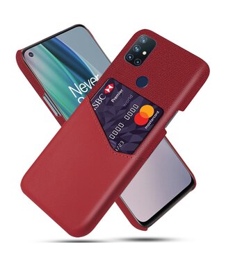 Ksq Rood Pasjeshouder Faux Lederen Hoesje OnePlus Nord N10 5G