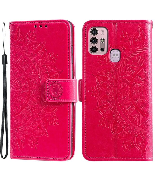 Rood Mandala Bookcase Hoesje voor de Motorola Moto G10