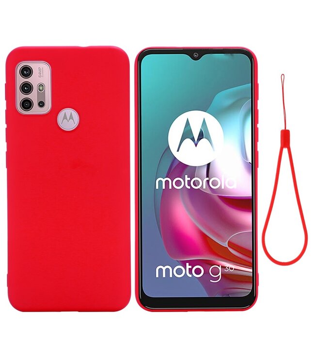 Rood Bandje Siliconen Hoesje voor de Motorola Moto G10