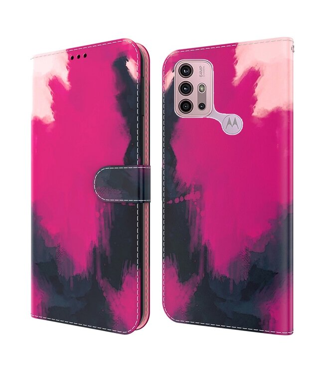 Paars Watercolor Bookcase Hoesje voor de Motorola Moto G10