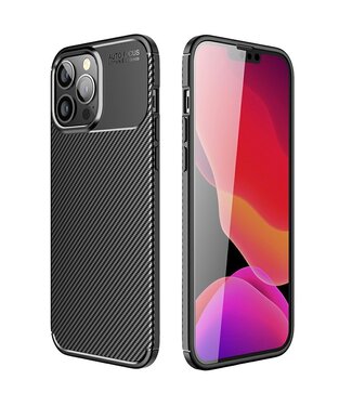 Zwart Carbonlook TPU Hoesje iPhone 13 Pro Max