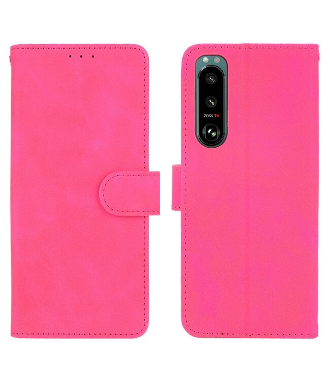 Roze Silky Touch Bookcase Hoesje voor de Sony Xperia 5 III