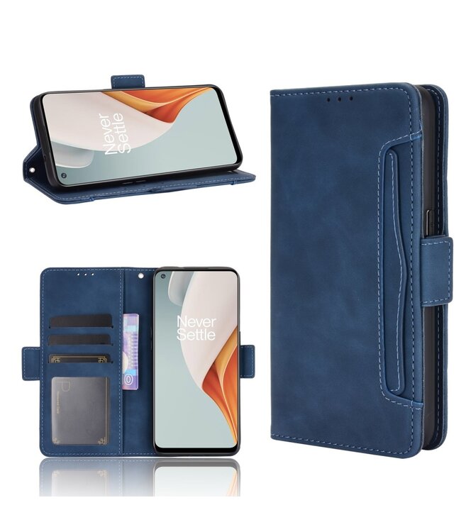 Blauw Pasjeshouder Bookcase Hoesje voor de OnePlus Nord N100