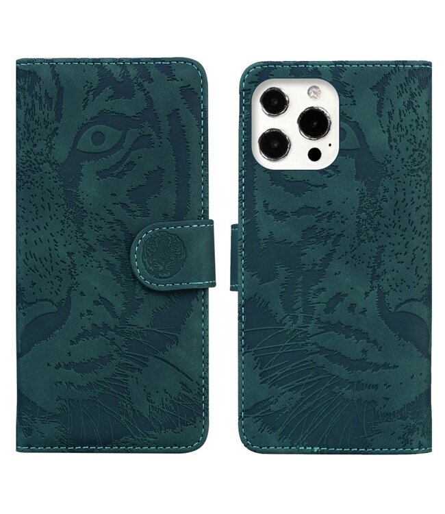 Groen Tijger Bookcase Hoesje voor de iPhone 13 Pro Max