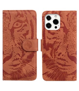 Bruin Tijger Bookcase Hoesje iPhone 13 Pro Max