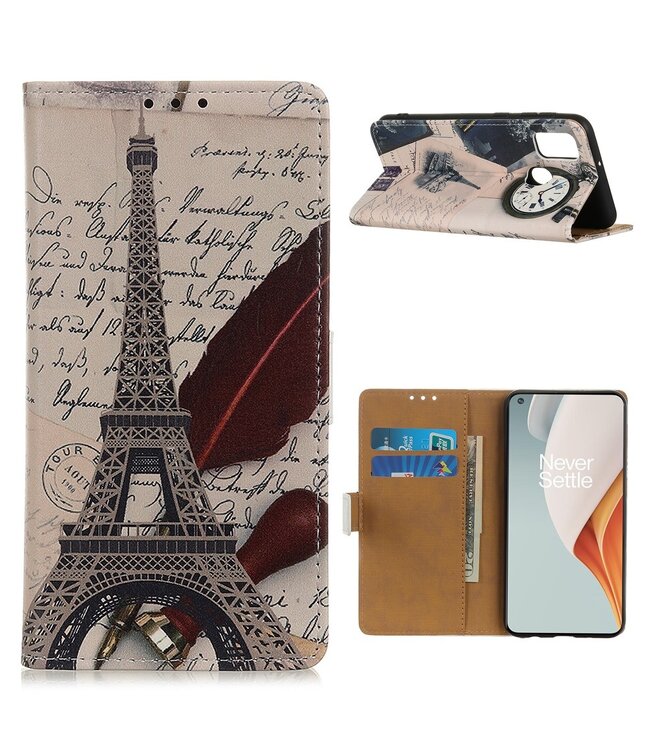 Eiffeltoren Bookcase Hoesje voor de OnePlus Nord N100