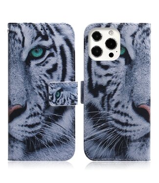 White Tiger Bookcase Hoesje iPhone 13 Pro Max
