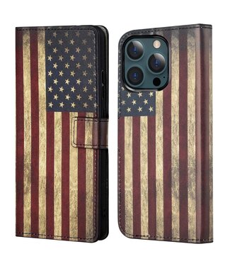 Amerikaanse Vlag Bookcase Hoesje iPhone 13 Pro Max