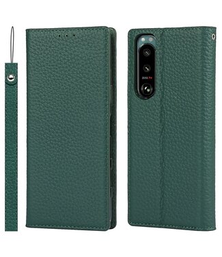 Groen Genuine Lederen Bookcase Hoesje Sony Xperia 5 III