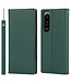 Groen Genuine Lederen Bookcase Hoesje voor de Sony Xperia 5 III