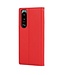 Rood Genuine Lederen Bookcase Hoesje voor de Sony Xperia 5 III