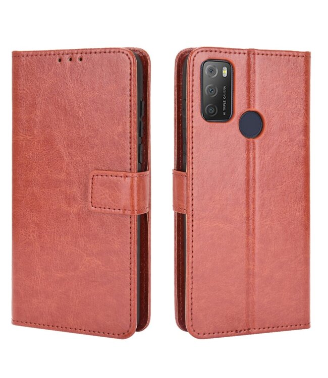 Bruin Bookcase Hoesje voor de Alcatel 1S (2021)