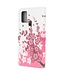 Pink Flower Bookcase Hoesje voor de OnePlus Nord N100
