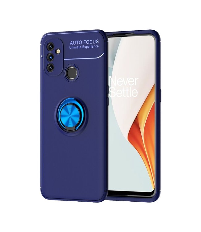 Blauw Ring Kickstand TPU Hoesje voor de OnePlus Nord N100