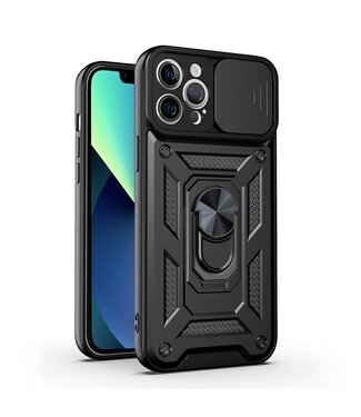 Zwart Camera Slide Hardcase Hoesje iPhone 13 Pro Max