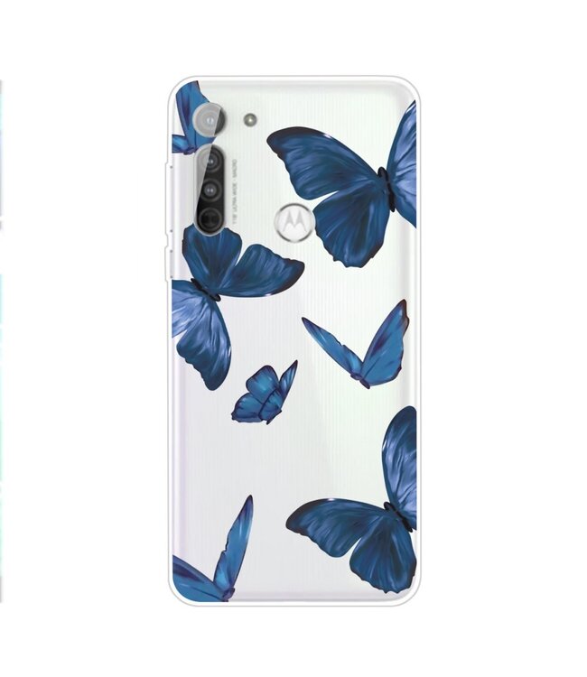 Blauwe Vlinders TPU Hoesje voor de Motorola Moto G8 Power Lite