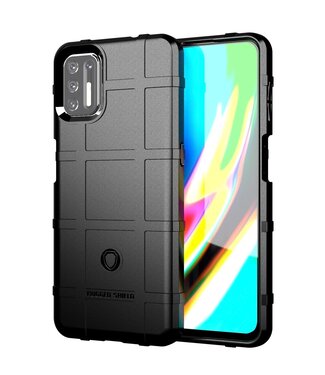 Zwart Grid Textuur Shockproof TPU Hoesje Motorola Moto G9 Plus