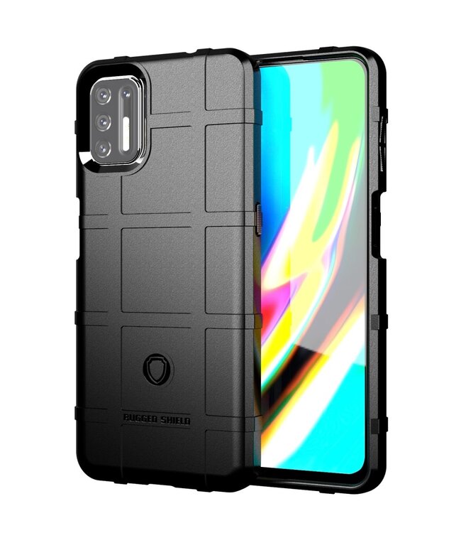 Zwart Grid Textuur Shockproof TPU Hoesje voor de Motorola Moto G9 Plus