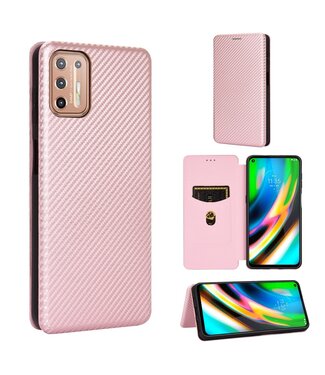 Roze Carbon Hardcase Hoesje Motorola Moto G9 Plus