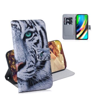 Witte Tijger Bookcase Hoesje Motorola Moto G9 Plus