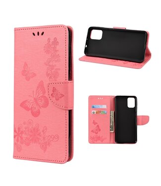 Roze Vlinder Bookcase Hoesje Motorola Moto G9 Plus