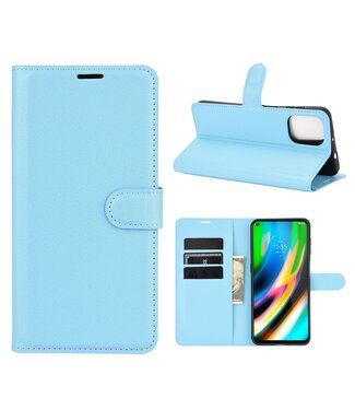 Blauw Lychee Bookcase Hoesje Motorola Moto G9 Plus